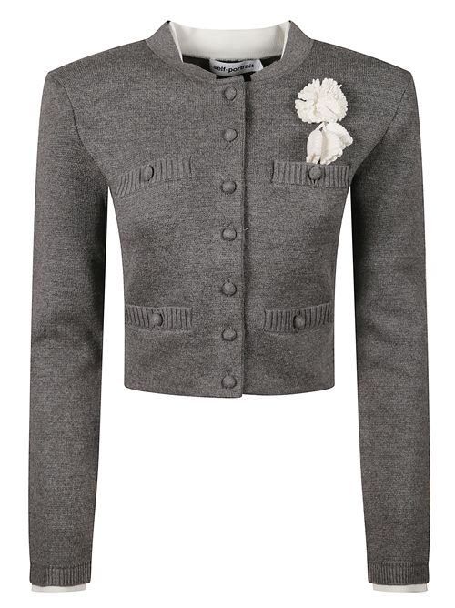 Cardigan a fiori all'uncinetto SELF PORTRAIT | AW25010CBGREY
